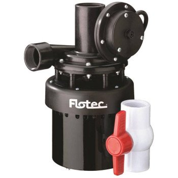 Flotec FPUS1860A Automatic Utility Sink Pump, 1-Phase, 2.2 A, 115 V, 0.33 hp, 1-1/4 in Outlet, 31 gpm, Thermoplastic