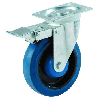 Shepherd Hardware 9262 Swivel Caster, 4 in Dia Wheel, 1 in W Wheel, Rubber Wheel, Blue, 265 lb