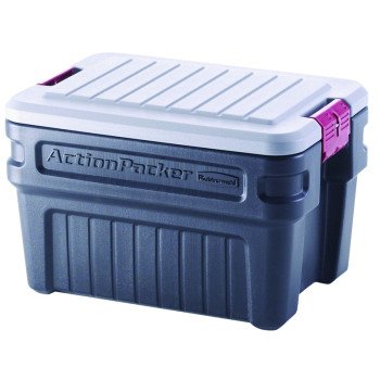 Rubbermaid ActionPacker RMAP240000 Storage Box, Plastic, Black, 26-1/2 in L, 19.3 in W, 17.4 in H