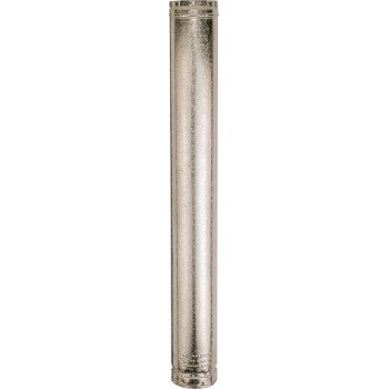 AmeriVent 4E4 Type B Gas Vent Pipe, 4 in OD, 4 ft L, Galvanized Steel