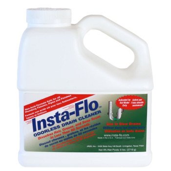Insta-Flo IS-600 Drain Cleaner, Solid, White, Odorless, 6 lb Bottle