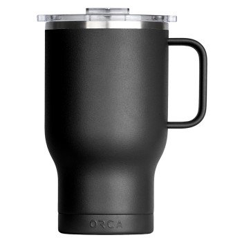 Orca Traveler Series TR24BK Coffee Mug, 24 oz, Whale Tail Flip Lid, Stainless Steel, Black, Insulated