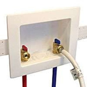 Eastman 60250 Washing Machine Outlet Box, 1/2 in PEX Connection, Brass, White