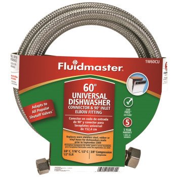Fluidmaster 1W60CU Dishwasher Connector, 3/8 in, Compression, Polymer/Stainless Steel
