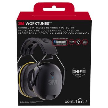 3M Worktunes 7100137404 Hearing Protector, 24 dB SPL, Black/Yellow