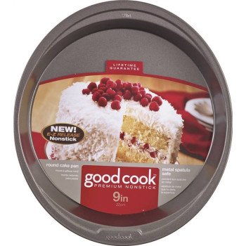 Goodcook 04016 Cake Pan, Round, 9 in Dia, Steel, Non-Stick: Yes, Dishwasher Safe: No