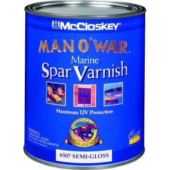 McCloskey Man O' War 080.0006507.005 Marine Spar Varnish, Semi-Gloss, Clear, Liquid, 1 qt