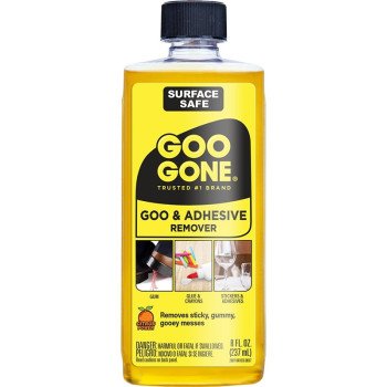 Goo Gone 2087 Goo and Adhesive Remover, 8 oz Bottle, Liquid, Citrus, Yellow