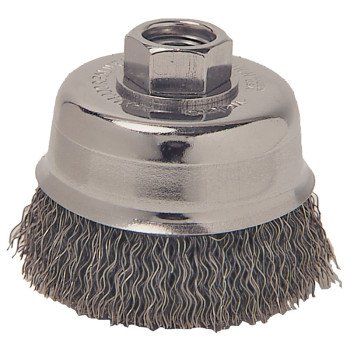 Weiler 36031 Wire Cup Brush, 3 in Dia, 5/8-11 Arbor/Shank, Carbon Steel Bristle