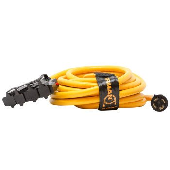 Firman Accessories Series 1120 Power Cord with Storage Strap, 10 ga Wire, 25 ft L, Plastic Sheath, Yellow Sheath