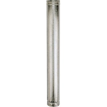 AmeriVent 4E3 Type B Gas Vent Pipe, 4-1/2 in OD, 3 ft L, 4 in W, Galvanized Steel