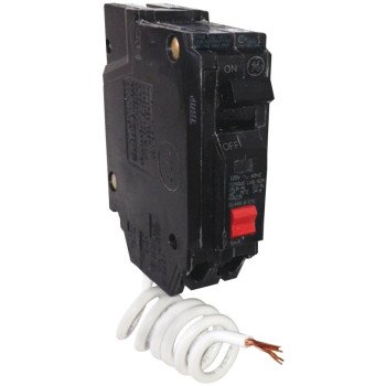 GE THQL1120GFTP Feeder Circuit Breaker, Thermal Magnetic, 20 A, 1-Pole, 120 V, Non-Interchangeable Trip, Plug