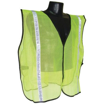 Radians SVG1 Non-Rated Safety Vest, S/XL, Polyester, Green/Silver, Hook-and-Loop