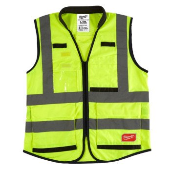 Milwaukee 48-73-5042 High-Visibility Safety Vest, L, XL, Unisex, Fits to Chest Size: 42 to 46 in, Polyester, Yellow