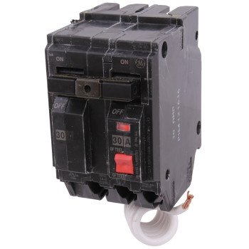 GE THQL2130GFTP Feeder Circuit Breaker, Thermal Magnetic, 30 A, 2-Pole, 120/240 V, Non-Interchangeable Trip, Plug