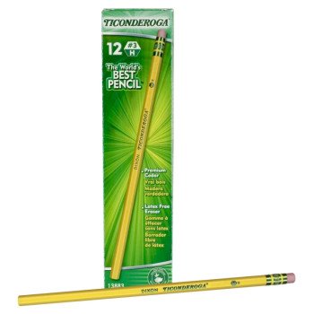 TICONDEROGA 13883 Pencil, Medium Hard Lead, Wood Barrel
