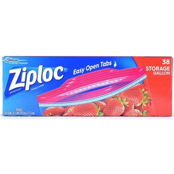 Ziploc 320 Storage Bag, 1 gal Capacity, Plastic, 38/PK