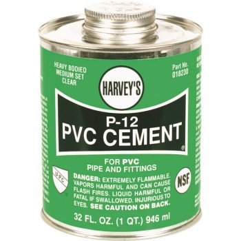 Harvey 18230-12 Solvent Cement, 32 oz Can, Liquid, Clear