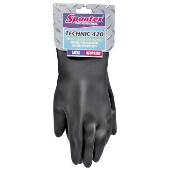 Spontex 33545 Protective Gloves, M, 12-1/2 in L, Neoprene, Black