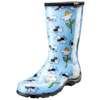 Sloggers 5020BEEBL-8 Rain and Garden Boots, 8, 15-1/2 in W, Bee, Light Blue