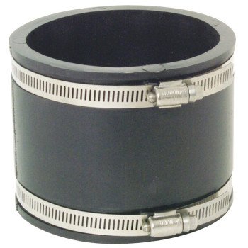Fernco P1056-44 Flexible Coupling, 4 in, PVC, Black, 4.3 psi Pressure