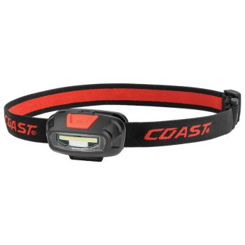 Coast FL13 Headlight, AAA Battery, LED Lamp, 250 Lumens, 68 ft Beam Distance, 13 hr Run Time, Black