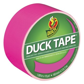 Duck 1265016 Duct Tape, 15 yd L, 1.88 in W, Vinyl Backing, Neon Pink