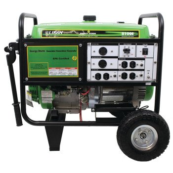 Lifan ES8100-E Portable Generator, 62.2 A, 120 VAC, 12 VDC, 8100 W Output, Gasoline, 6.5 gal Tank, 8 hr Run Time