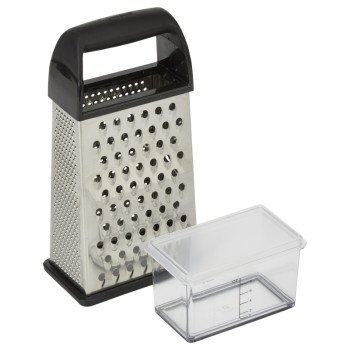 Goodcook 20307 Box Grater with Lidded Container, Stainless Steel, Black