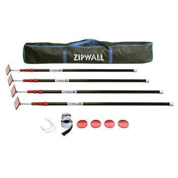 Zipwall ZP4 Dust Barrier Pole, Spring-Loaded, 10 ft L, Stainless Steel