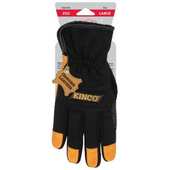 KincoPro 2122-XL Work Gloves, Men's, XL, Angled Wing Thumb, Easy-On Cuff, Polyester/Spandex Back