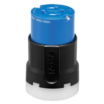 Arrow Hart AHCL1520C Ultra-Grip Locking Connector, 3 -Pole, 20 A, 250 VAC, NEMA: NEMA L15-20, Black/Blue