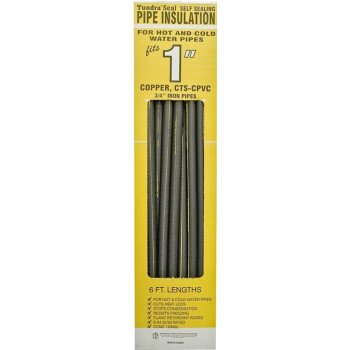 Tundra 31181T Pipe Insulation, 1-1/8 in ID x 1-7/8 in OD Dia, 6 ft L, Polyolefin, Charcoal
