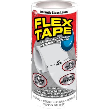Flex Tape TFSWHTR0805 Tape, 5 ft L, 8 in W, Rubber Backing