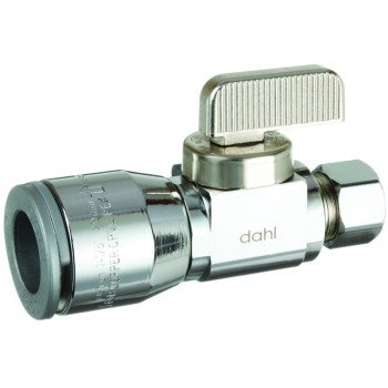 Dahl 511-QG3-30 Supply Stop Valve, 1/4, 1/2 in Connection, Compression, Manual Actuator, Brass Body