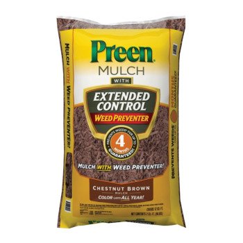 Preen 52150021 Mulch with Extended Control Weed Preventer, Granular, Slight, Chestnut Brown, 2 cu-ft Bag