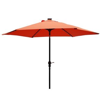 Seasonal Trends Tilt Umbrella, LED Lights, Steel, 9 ft, Orange