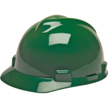 MSA SWX00422 Hard Hat, 4-Point Textile Suspension, HDPE Shell, Green, Class: E