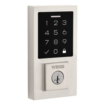 Weiser SmartCode 9GED92700-003 Deadbolt, 2 Grade, Touchpad Key, Zinc, Satin Nickel, 1-3/8 to 1-3/4 in Thick Door, 1/PK