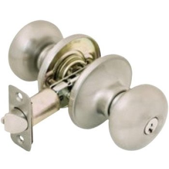 Allegion J54V-STR-619 Entry Lever, Cylindrical Lock, Satin Nickel, Knob Handle, Metal, Residential, 3 Grade