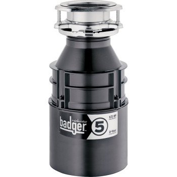 InSinkErator Badger Series 78578-ISE Garbage Disposal, 26 oz Grinding Chamber, 0.5 hp Motor, 120 V, Stainless Steel