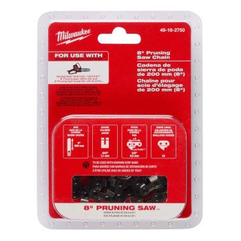 Milwaukee 49-16-2750 Pruning Saw Chain, 0.043 in Gauge, 3/8 in TPI/Pitch, 33-Link