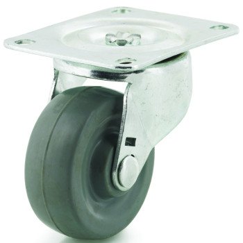 Dh Casters C-GD30MRS Swivel Caster, 3 in Dia Wheel, 1-1/4 in W Wheel, Rubber Wheel, Gray, 225 lb