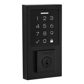 Weiser SmartCode 9GED92700-004 Deadbolt, 2 Grade, Touchpad Key, Zinc, Matte Black, 1-3/8 to 1-3/4 in Thick Door, 1/PK