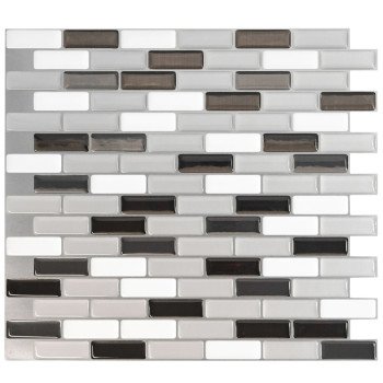 Smart Tiles Mosaik Series SM1030-4 Wall Tile, 9.1 in L Tile, 10.2 in W Tile, Straight Edge, Murano Metallik Pattern