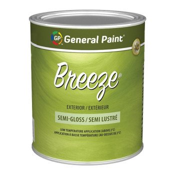 General Paint Breeze 71-010-14 Exterior Paint, Semi-Gloss, White, 1 qt
