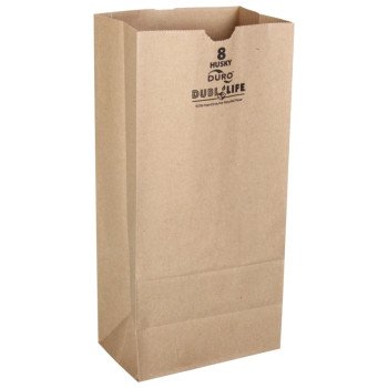 Duro Bag Husky Dubl Lif 70208 Grocery SOS Bag, #8, 6-1/8 in L, 4-1/8 in W, 12-7/16 in H, Recycled Paper, Kraft