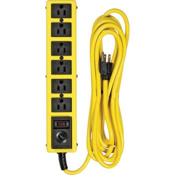 CCI 5138N Surge Protector Power Strip, 125 V, 15 A, 6 -Outlet, 1050 J Energy, Black/Yellow