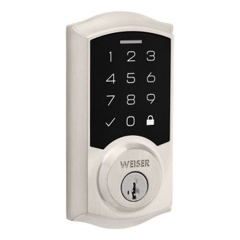 Weiser SmartCode 9GED92700-001 Deadbolt, 2 Grade, Touchpad Key, Zinc, Satin Nickel, 1-3/8 to 1-3/4 in Thick Door, 1/PK