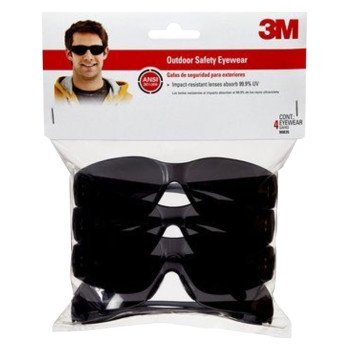 3M 90835-00000B Safety Eyewear, Scratch-Resistant Lens, Polycarbonate Lens, Wraparound Frame, Plastic Frame, Gray Frame
